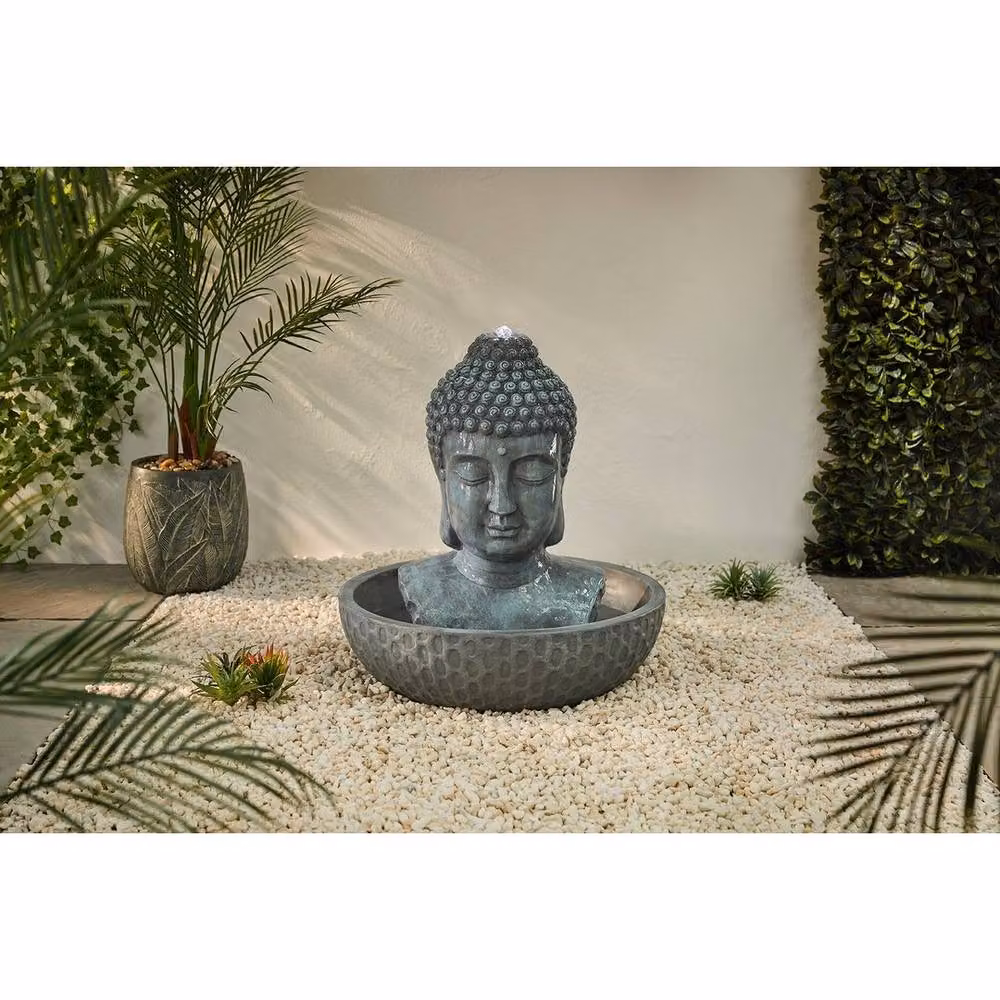 Altico Garden Products Ltd Zen Buddha Outdoor Water Feature Fountain in Grey, W: 70 cm, D: 70 cm, H: 76 cm – 2