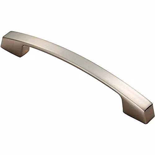 Loops Curved Bridge Pull Handle in Brushed Silver, W: 16.9 cm, D: 1.4 cm, Fixing Centres: 12.8 cm