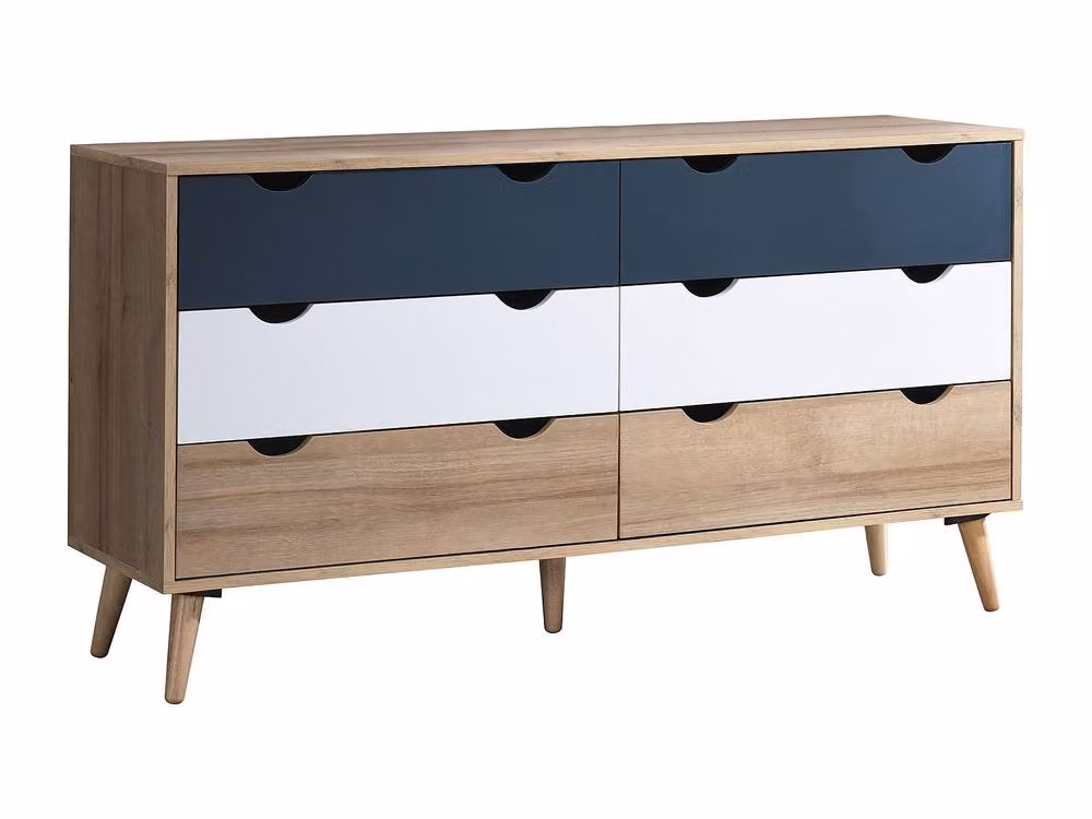 LURVIA 6-Drawer Chest in White, Blue and Multicolour, H: 140 cm x W: 76.5 cm x D: 40 cm – 2
