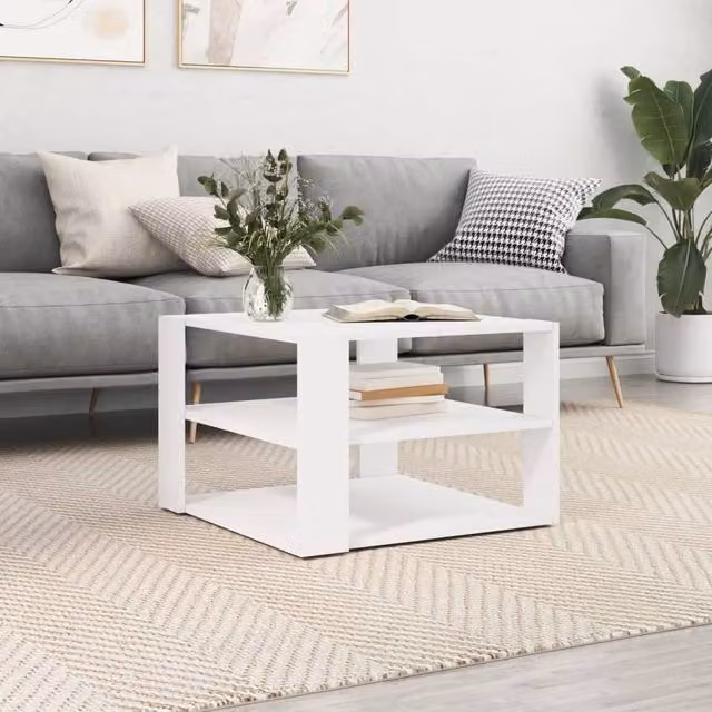 Berkfield Home White Square Coffee Table in Engineered Wood, W: 59.5 cm, D: 59.5 cm, H: 40 cm – 1