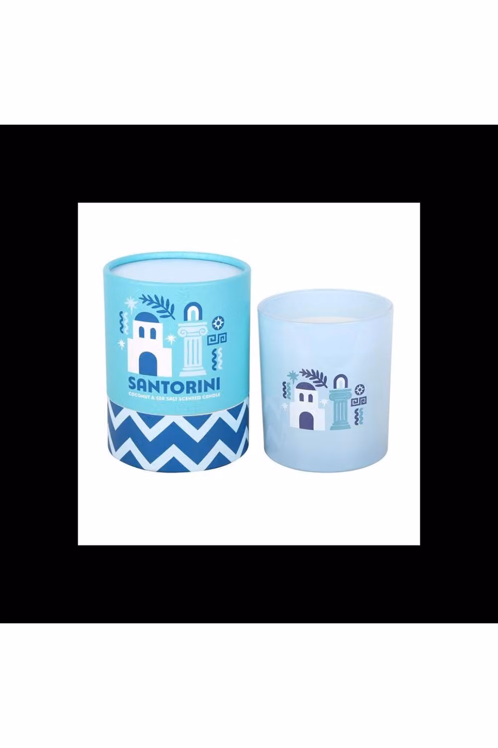 KDMD Santorini Coconut & Sea Salt Scented Candle in Blue Glass – 2