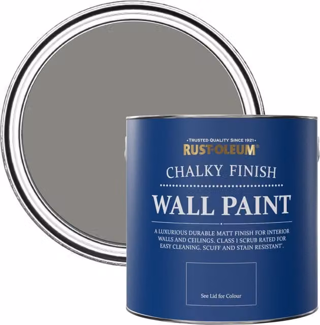 Rust-Oleum Grey Matt Chalk Wall Paint, 2.5L