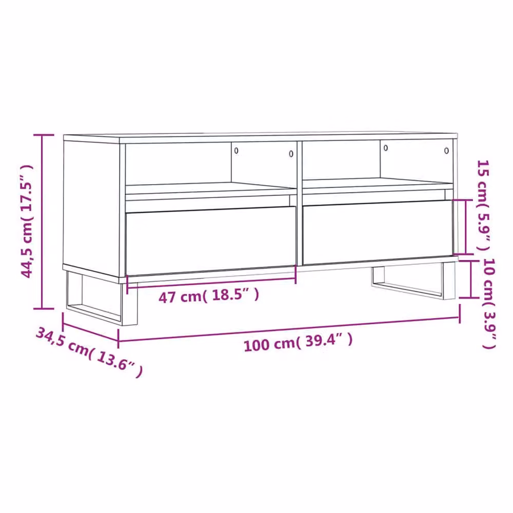 Berkfield Home Grey Sonoma TV Cabinet in Engineered Wood W/D/H: 100 x 34.5 x 44.5 cm – 5