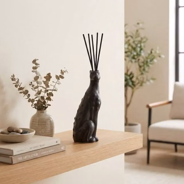 Garden Greatness Matte Black Leopard Reed Diffuser with Fruity Scent