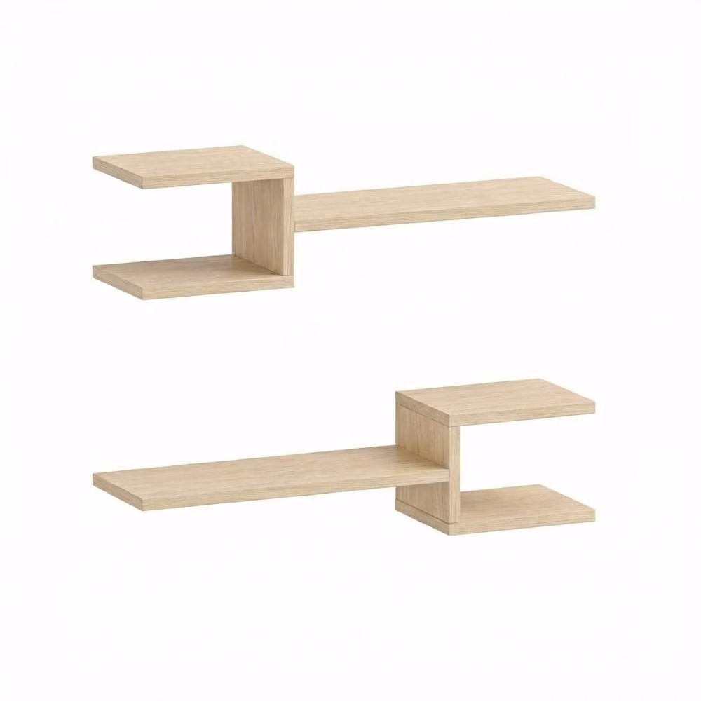Decortie Fork Modern Floating Shelf Set, 2 Piece, Light Beige – 2