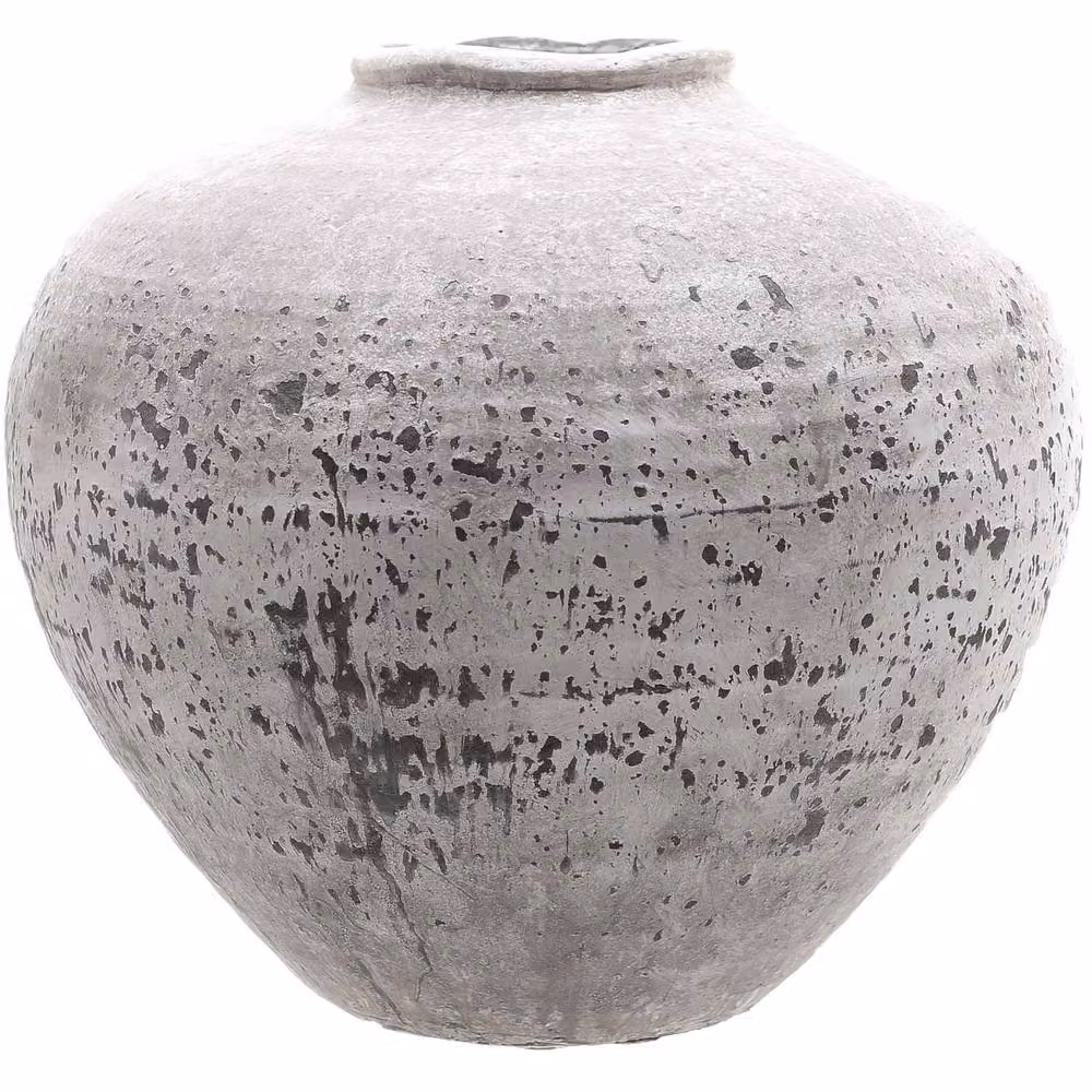 Wyld Haus Sunvale Large Weathered Ceramic Vase in Beige and Grey, H 35 cm x W 35 cm x D 35 cm – 2