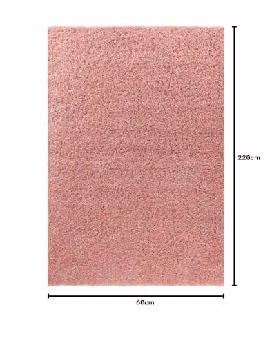Serdim Rugs Plain Pink Rectangular Hallway Runner Rug, W: 60 cm, L: 220 cm – 2