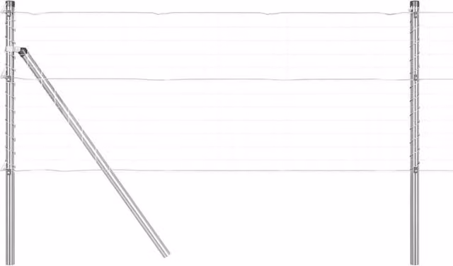 Berkfield Home 26 Piece Round Galvanised Steel Fence Posts in Silver, H: 100 cm, Diameter: 3.2 cm