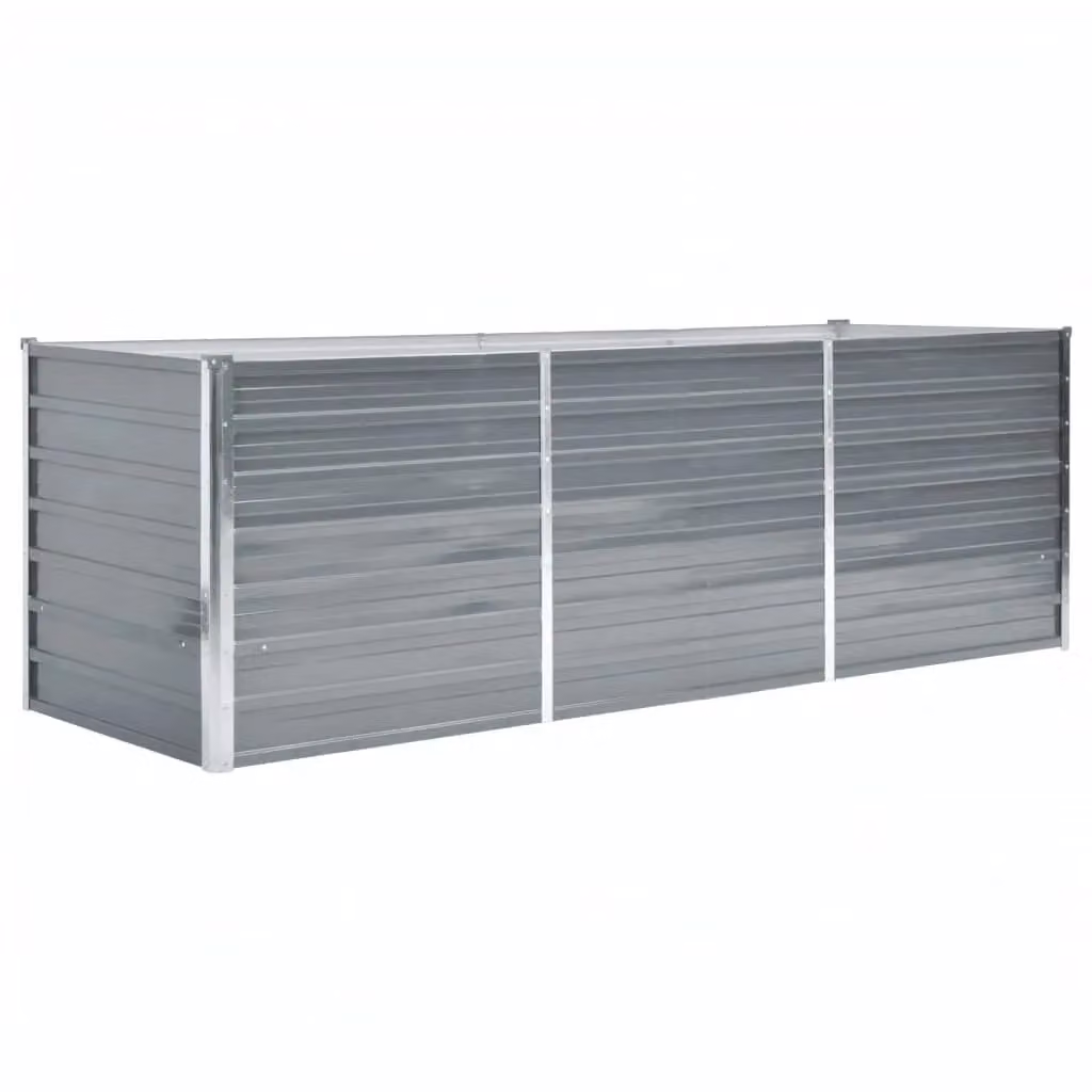 Berkfield Home Garden Galvanised Steel Raised Bed in Grey, W/D/H: 240 x 80 x 77 cm – 2