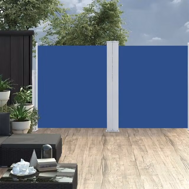 Berkfield Home Blue Retractable Polyester Roller Side Awning W/H: 600 x 140 cm