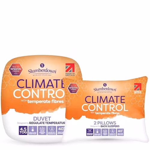 Slumberdown Climate Control All Year Round Bedding Bundle in White, Super King 260 x 220 cm Duvet and 2 Pillows – 3