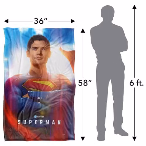 Warner Bros. Superman (2025) Look Up Poster Super Soft Fleece Throw Blanket, Multicolour, W/D/H: 91 x 147 cm – 4