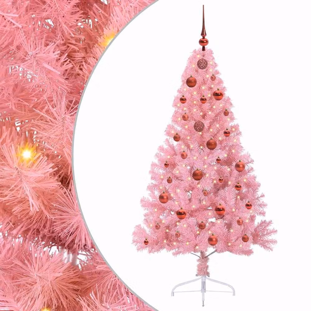Berkfield Home Pre-lit Pink Artificial Christmas Tree with 150 LEDs, Height: 150 cm – 2
