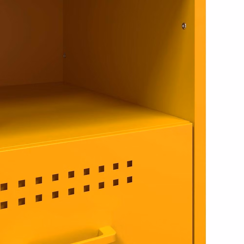 Berkfield Home Set of 2 Mustard Yellow Metal Bedside Cabinets, W/D/H: 36 x 39 x 50.5 cm – 3