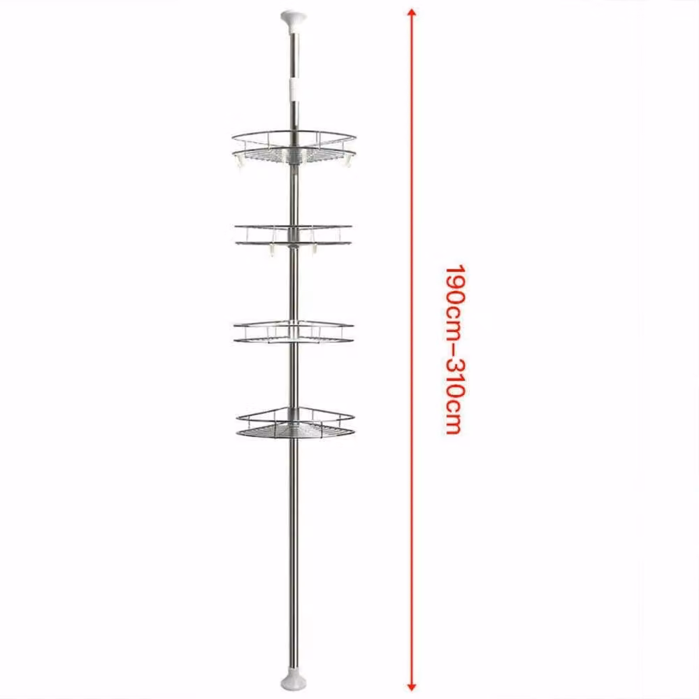 NESTLUNE 4 Tier Telescopic Stainless Steel Bathroom Corner Shelf in Silver – 2