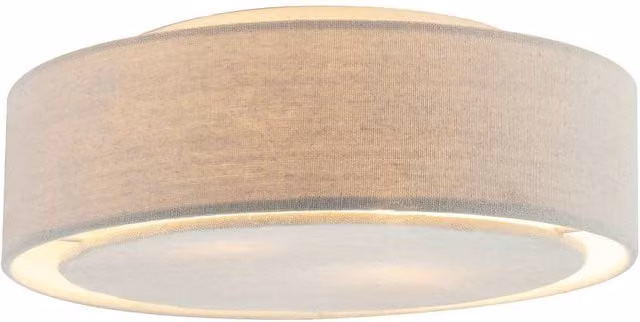 Happy Homewares Modern Round Flush Ceiling Light Fitting in Grey Linen Fabric, W/D/H: 30 x 30 x 8 cm – 1