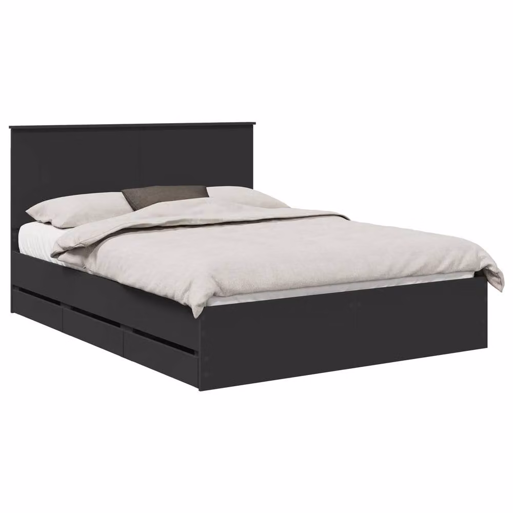 Berkfield Home Modern Bed Frame with Drawers in Black, Engineered Wood, 150 x 200 cm – 2