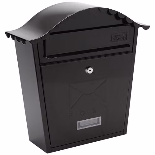 Burg-Wächter MB01BK Black Classic Wall Mounted Galvanised Steel Lockable Weatherproof Post Box W: 36 cm, H: 37 cm, D: 13 cm