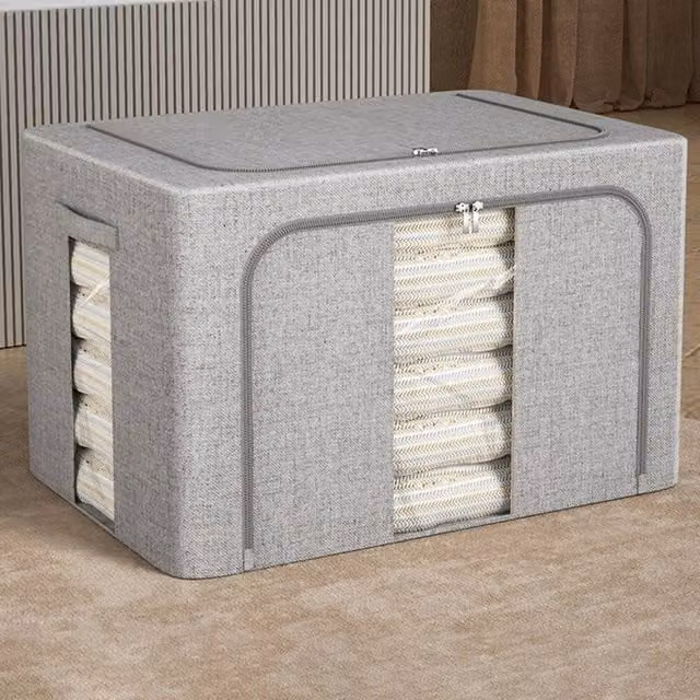 SPETLEK Grey Foldable Underbed Clothes Storage Bag with Mesh, 66L