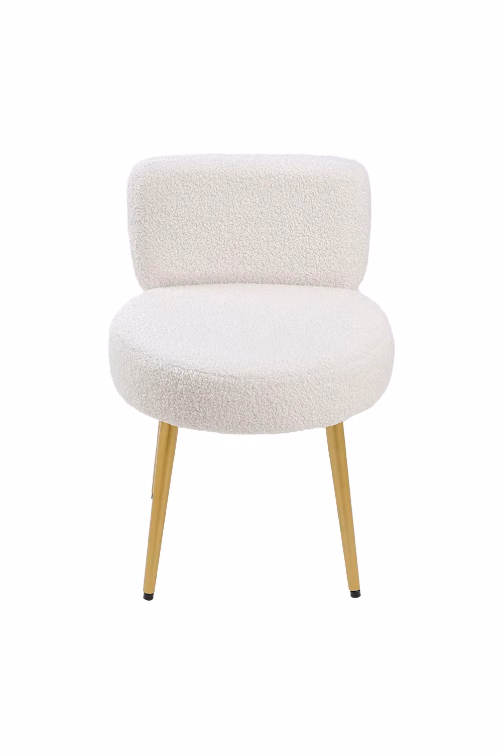 Living and Home Cream Bouclé Faux Fur Vanity Stool with White Metal Legs – 3