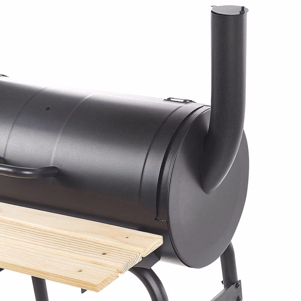 Wyld and Coco Black Steel Charcoal BBQ with Lid and Built-In Offset Smoker, W/D/H: 115 x 62 x 110 cm – 5