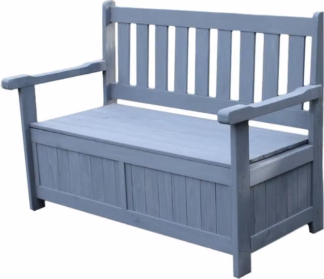 Jack Stonehouse Grey Outdoor Enclosed Wooden Storage Bench with Armrests