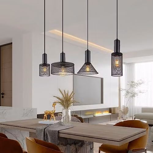 Globo Lighting Industrial Black Metal Bar Pendant Lamp, 4x E27, W/D/H: 120 x 25 x 25 cm – 3