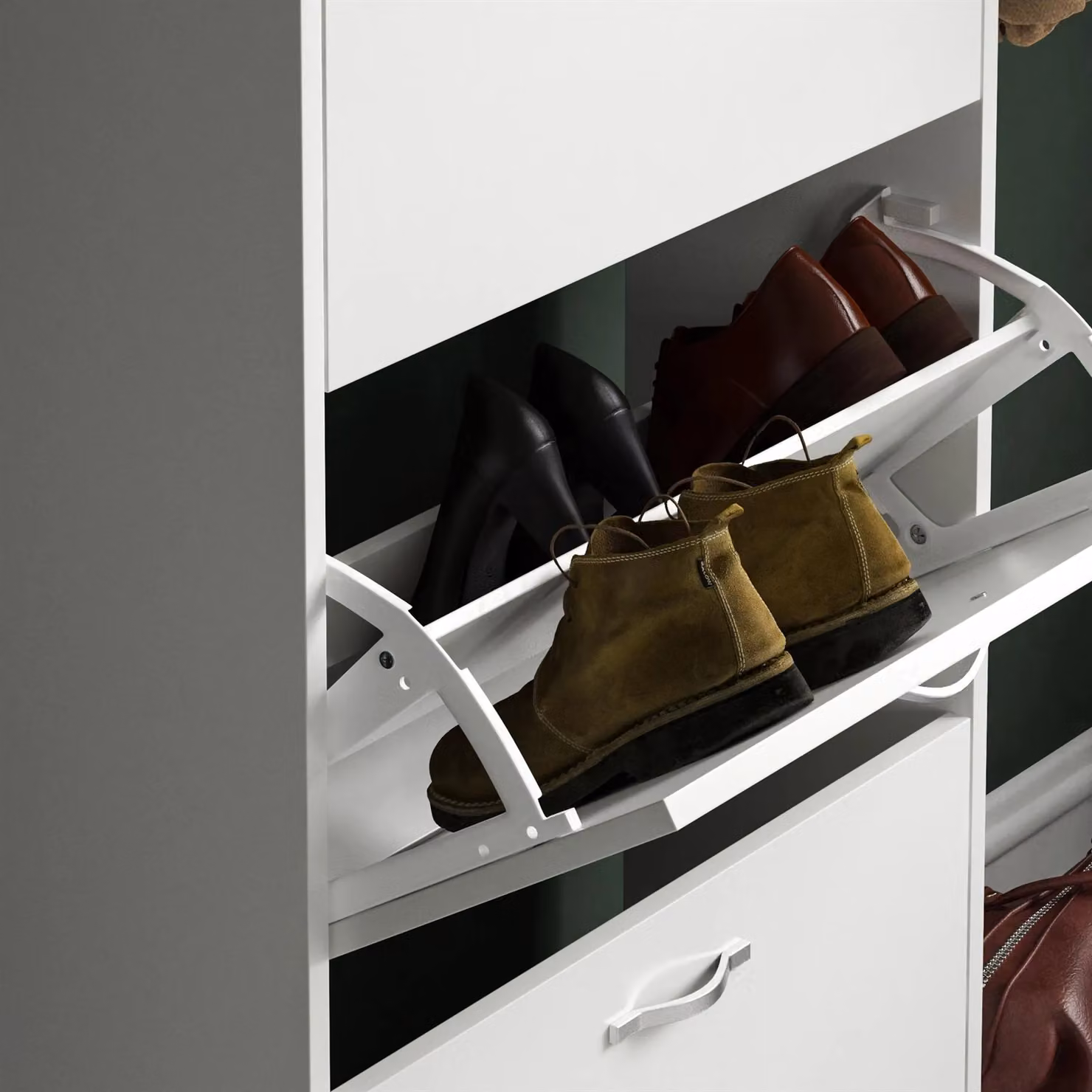 Vida Designs 3 Drawer Shoe Storage Cabinet Organizer in White – 4