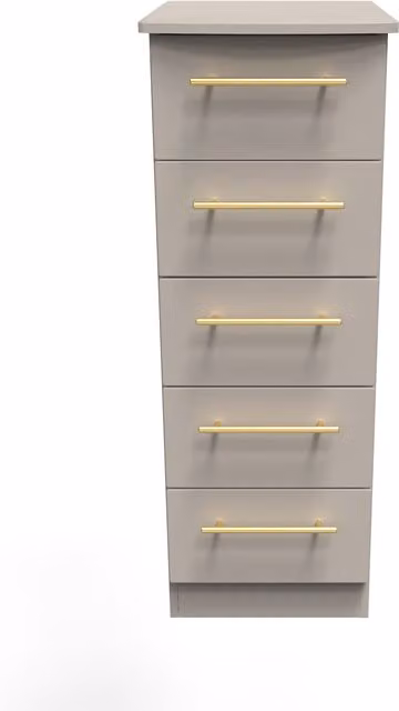 2 U Helmsley 5 Drawer Tallboy in Taupe/Beige, Ready Assembled – 1