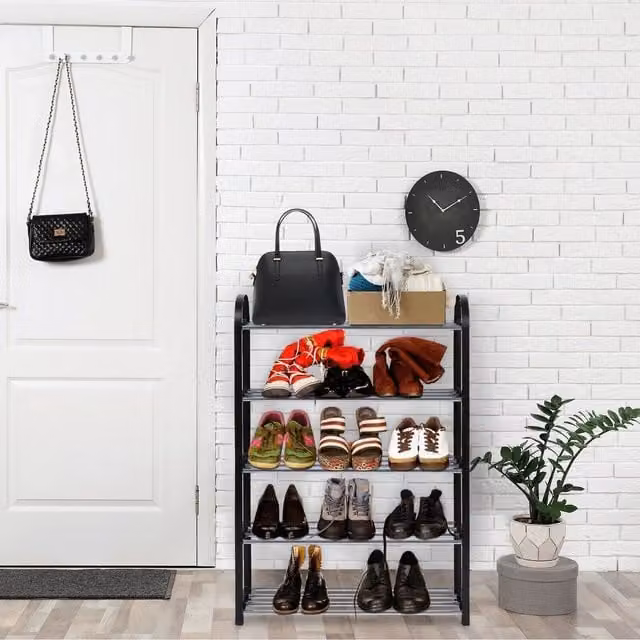 Alivio 5 Tier Heavy Duty Freestanding Shoe Rack in Black