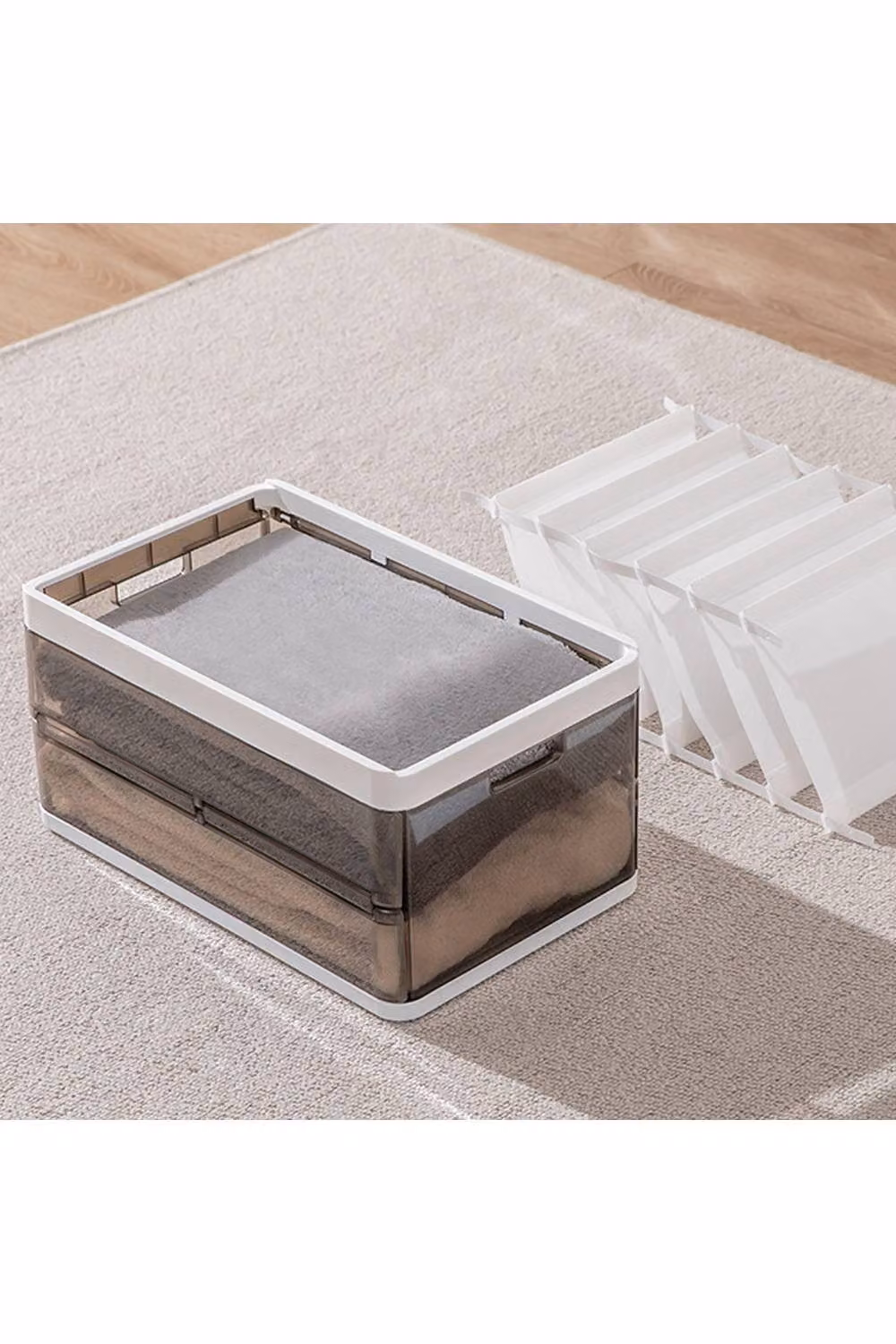 Living and Home Stackable Brown Plastic Storage Bins with Lid and 7 Grids for Wardrobe and Drawer Organisation – 2
