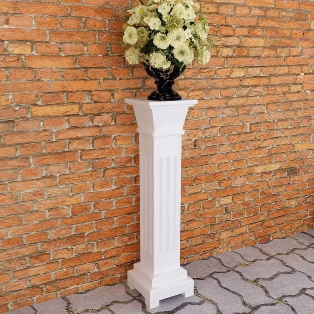 Berkfield Home Classic Square Pillar Plant Stand in White Lacquered MDF – 4