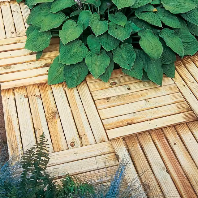 Forest Brown Wood Ridged Deck Tile Pack of 4