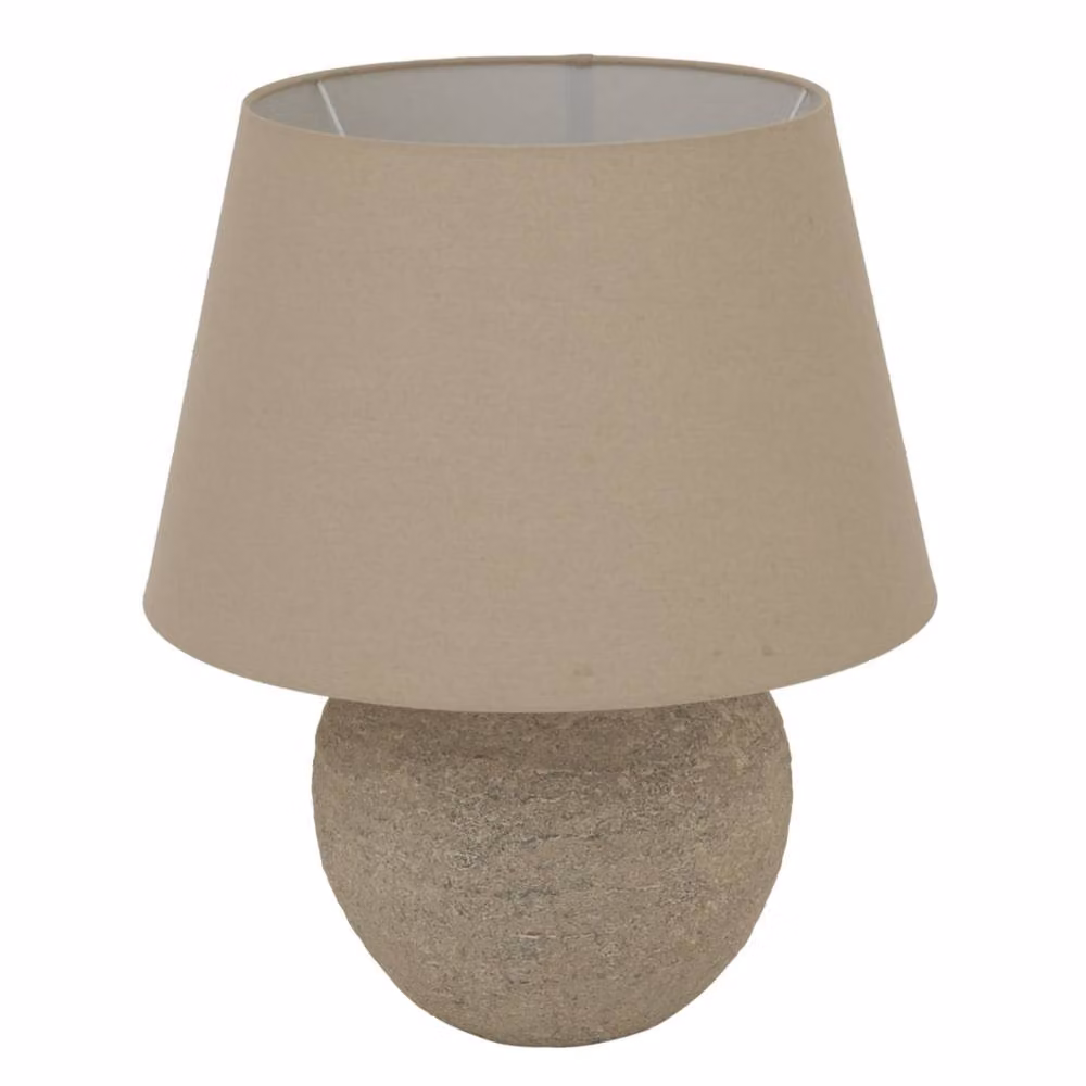 Wyld Haus Tuscan Grey Ceramic Table Lamp with Beige Fabric Shade – 2