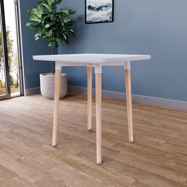 Vida Designs Modern Square White Beech Wood Dining Table
