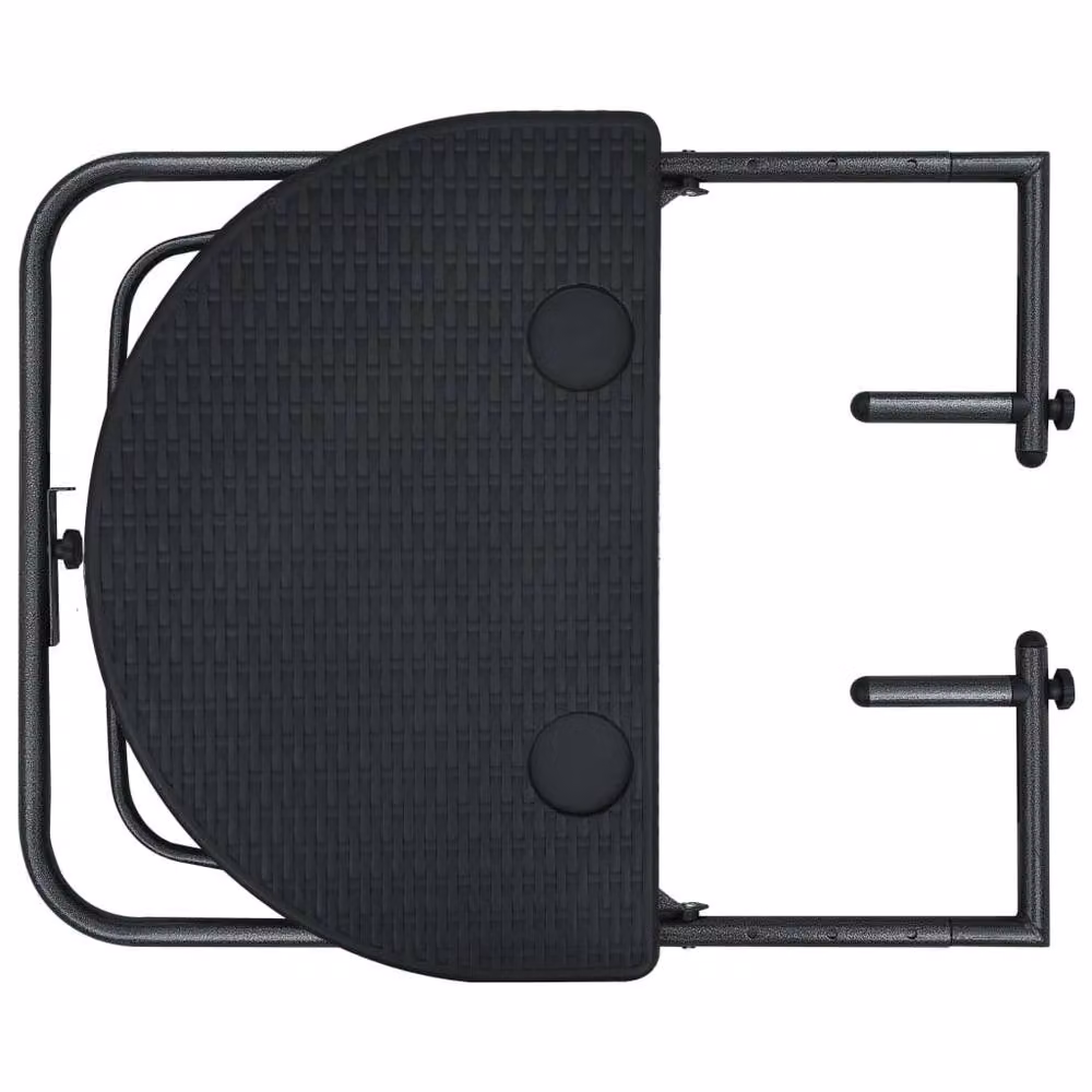 Berkfield Home Hanging Balcony Table in Black Plastic Rattan Look, W/D/H: 60 x 64 x 83.5 cm – 2