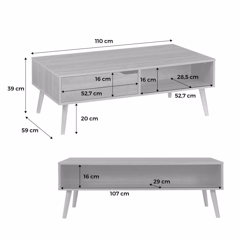 sweeek Vintage Walnut Wood Coffee Table in Dark Brown, W/D/H: 110 x 39 x 39 cm – 4