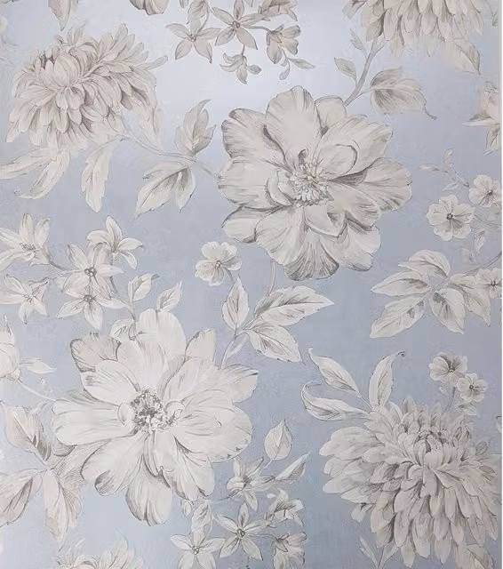 The Crown Lucia Blue and White Floral Botanical Wallpaper Roll