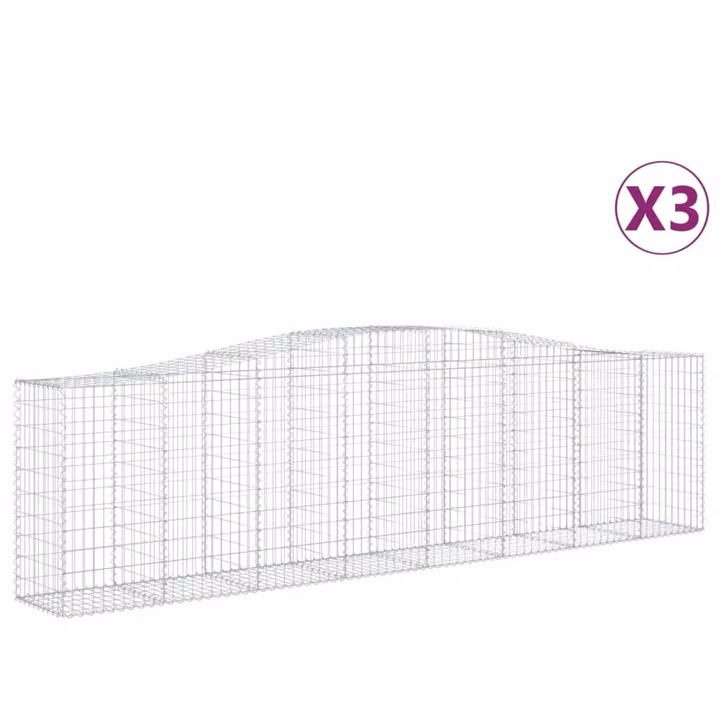 Berkfield Home Arched Gabion Baskets, 3 Piece Set, Silver Galvanised Steel, W: 400 cm, D: 50 cm, H: 100-120 cm – 2