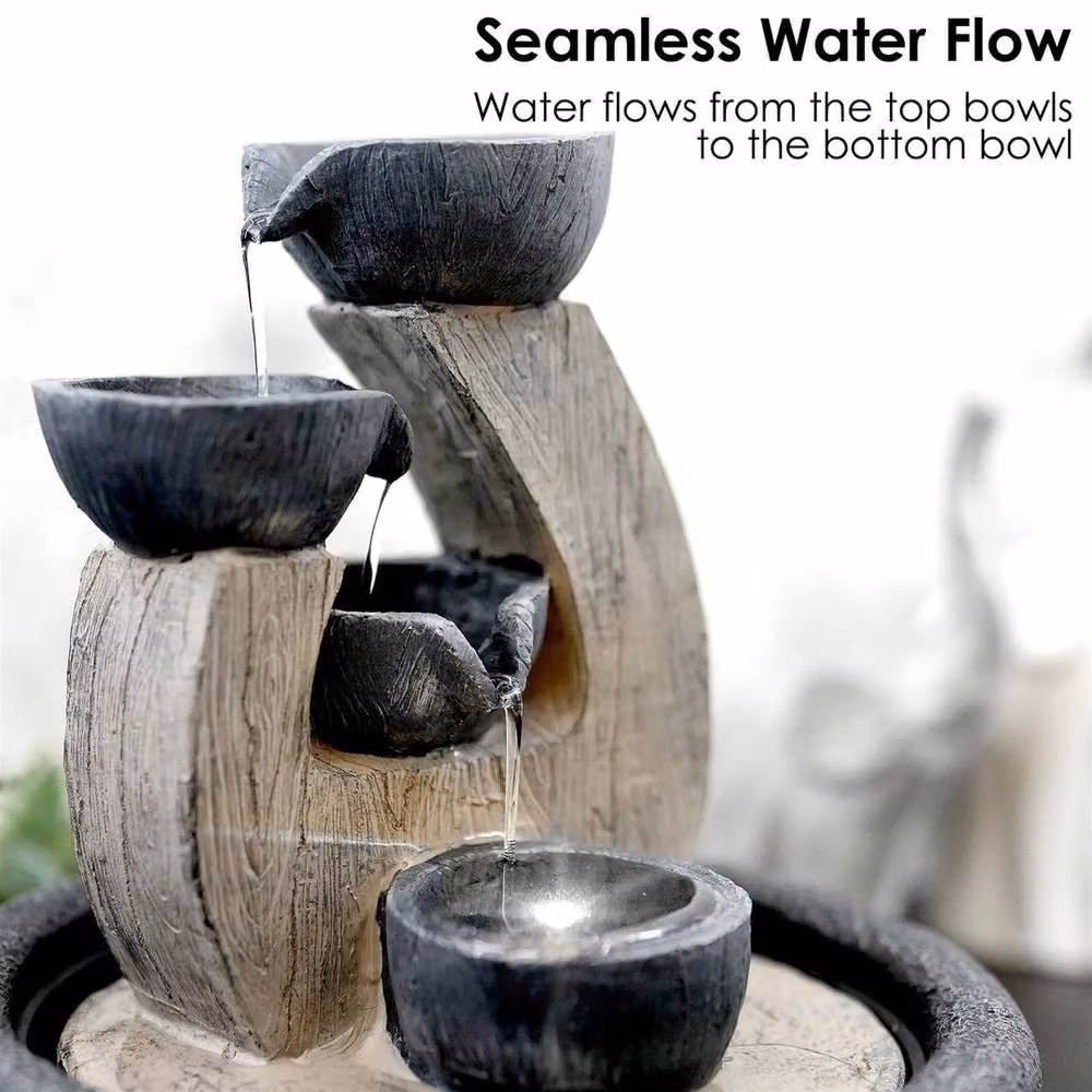 NESTLUNE Rustic Tabletop LED Water Feature in Grey, W/D/H: 100 x 15 x 15 cm – 3