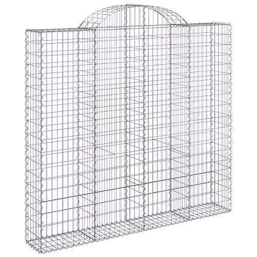 vidaXL Set of 6 Arched Gabion Baskets in Silver Galvanised Steel, H 200 x W 200 x D 50 cm