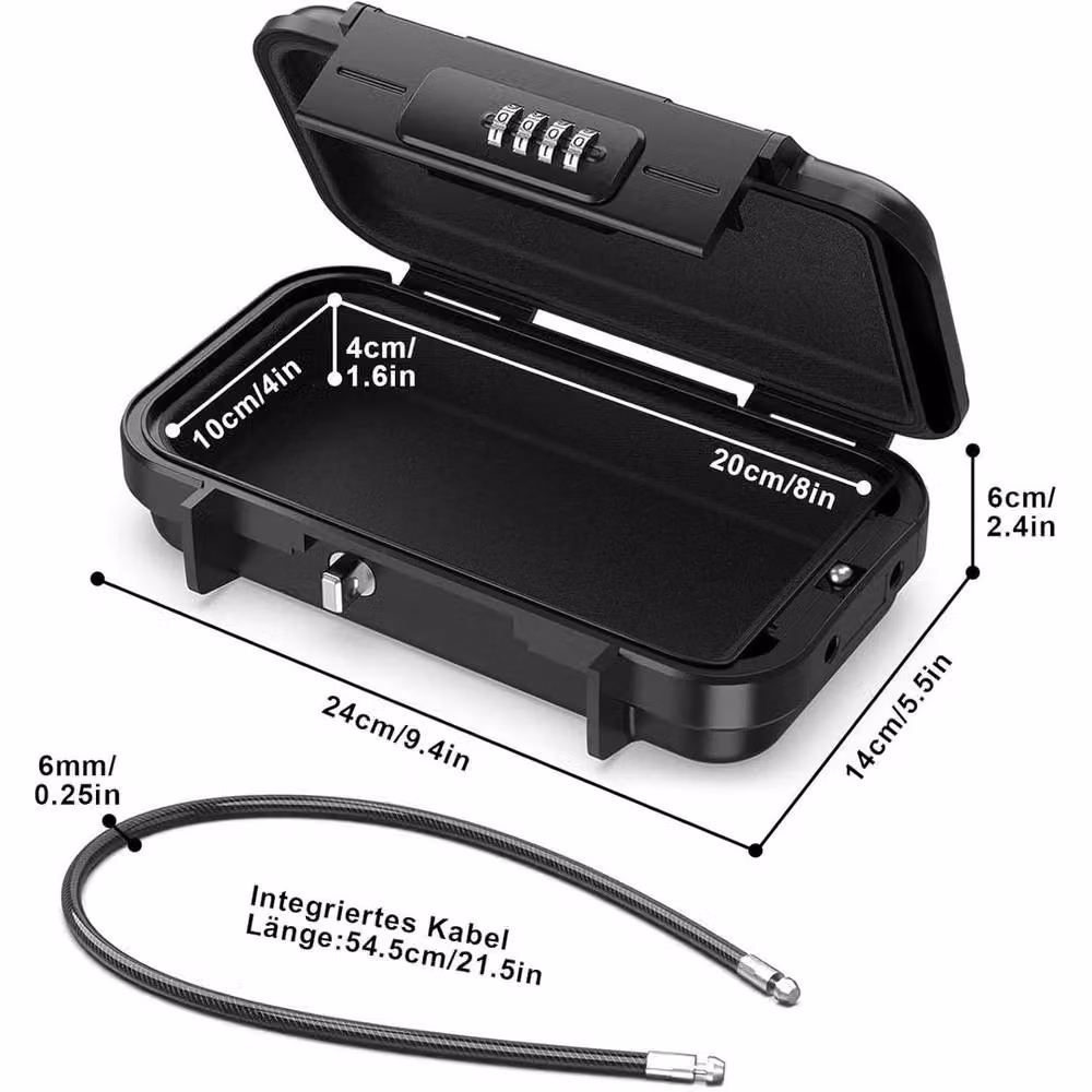 FLAVORA Personal 4-Digit Combination Locking Safety Storage Box in Black – 3