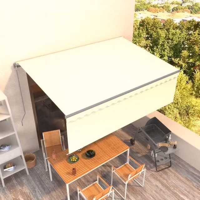 Berkfield Home Manual Retractable Awning with Blind, Beige, W: 400 cm, D: 300 cm