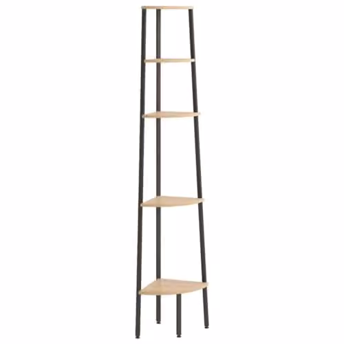 vidaXL 5-Tier Industrial Corner Shelf in Brown and Black, W/D/H: 45.5 x 31.5 x 180 cm – 1