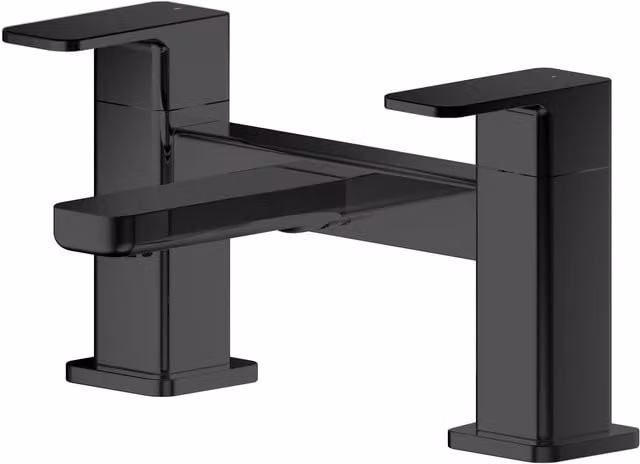 Balterley Square Deck Mounted Two Handle Bath Filler Tap in Matt Black – 1