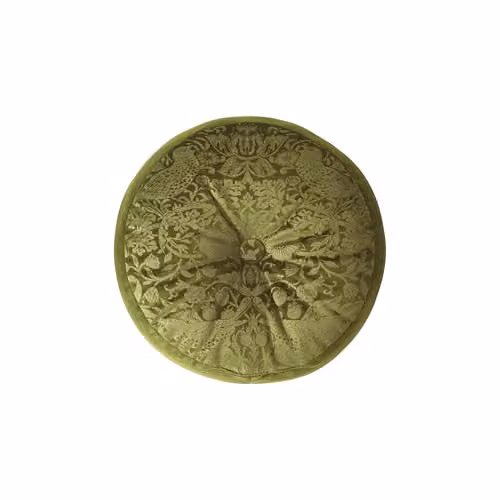 William Morris at Home Strawberry Thief Embossed Microfibre Filled Round Cushion, Green, Diameter: 38 cm – 2