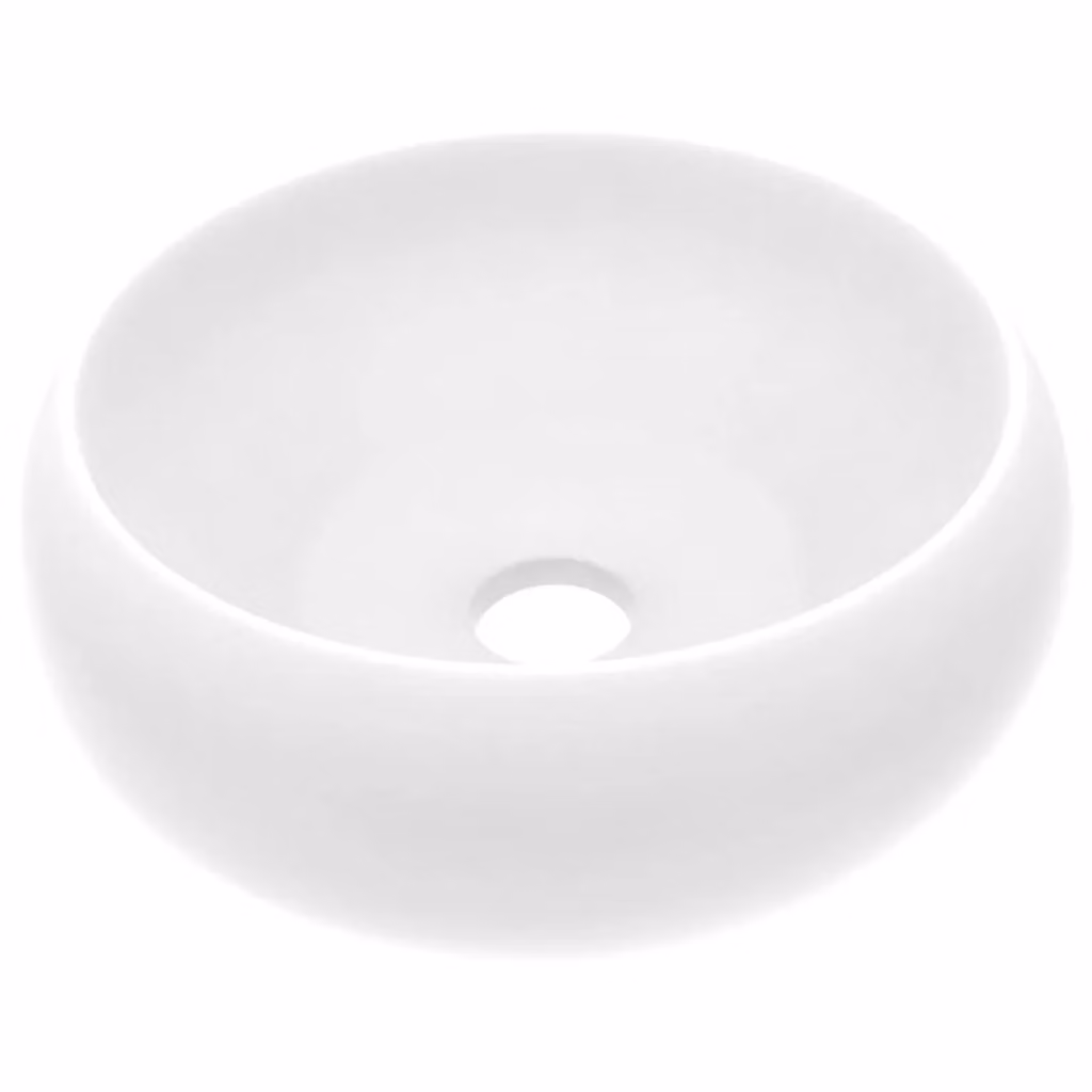 Berkfield Home Luxury Round Ceramic Wash Basin in Matt White, W: 40 cm, D: 15 cm, H: 15 cm – 2