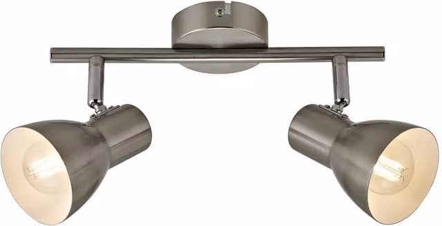 Netlighting Riado Twin Ceiling Spotlight in Grey Satin Nickel with 2 x E14 Sockets