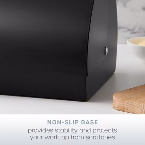 Swan Serenity Bread Bin with Roll Front Lid and Ventilation, 14 Litre, Black – 4