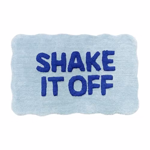 Mooky Mats Shake It Off Scalloped Bath Mat in Blue, W: 50 cm, D: 80 cm, Non-Slip and Absorbent